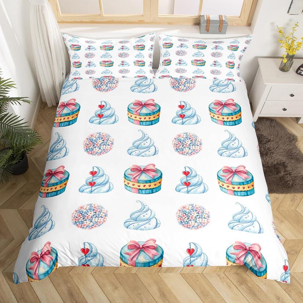 Cake Duvet Covers King Cute Bedding Set For Kids Adults Girls Bedroom Funny Food Duvet Cover Birthday Gifts Cake Bed Cover 3 Pcs