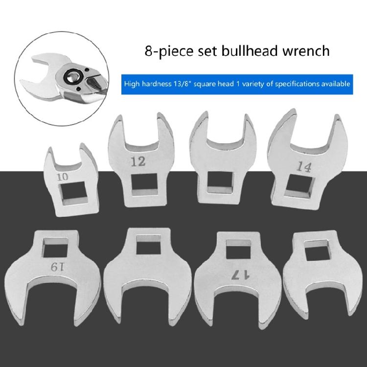 8Pcs 3/8inch Drive Crowfoot Wrench Set 10-19mm Foot Open End Spanner Torques Wrenches Key Kit Hand Tool Accessories