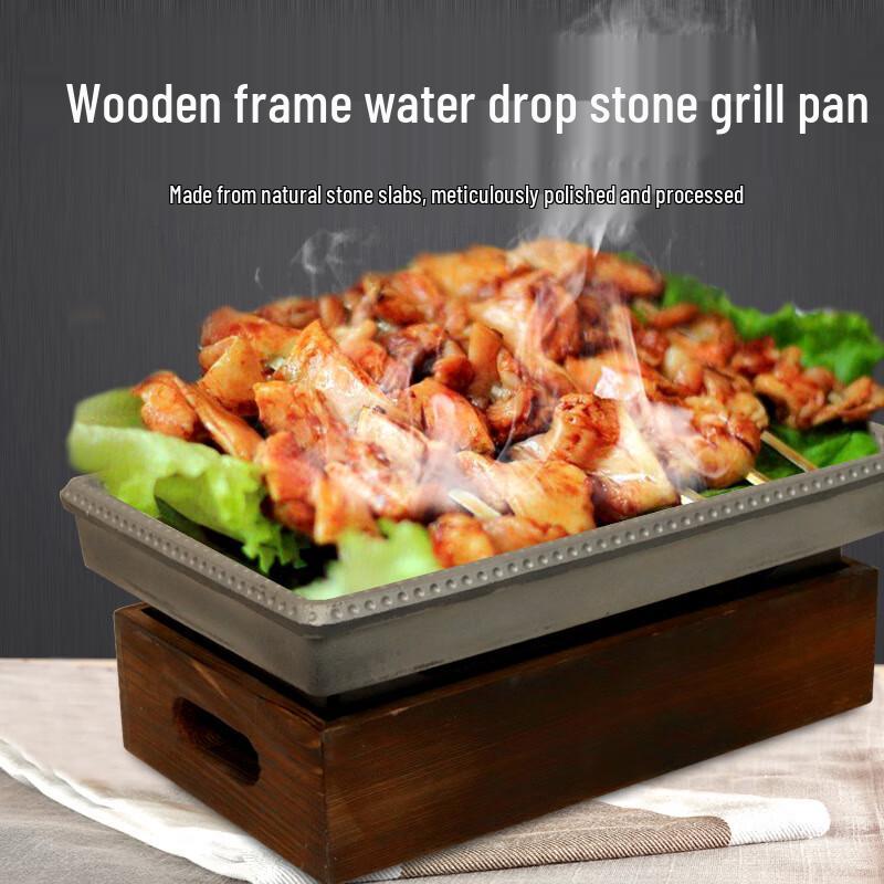 Zhishi Natural Stone Hot Plate with Wooden Stand