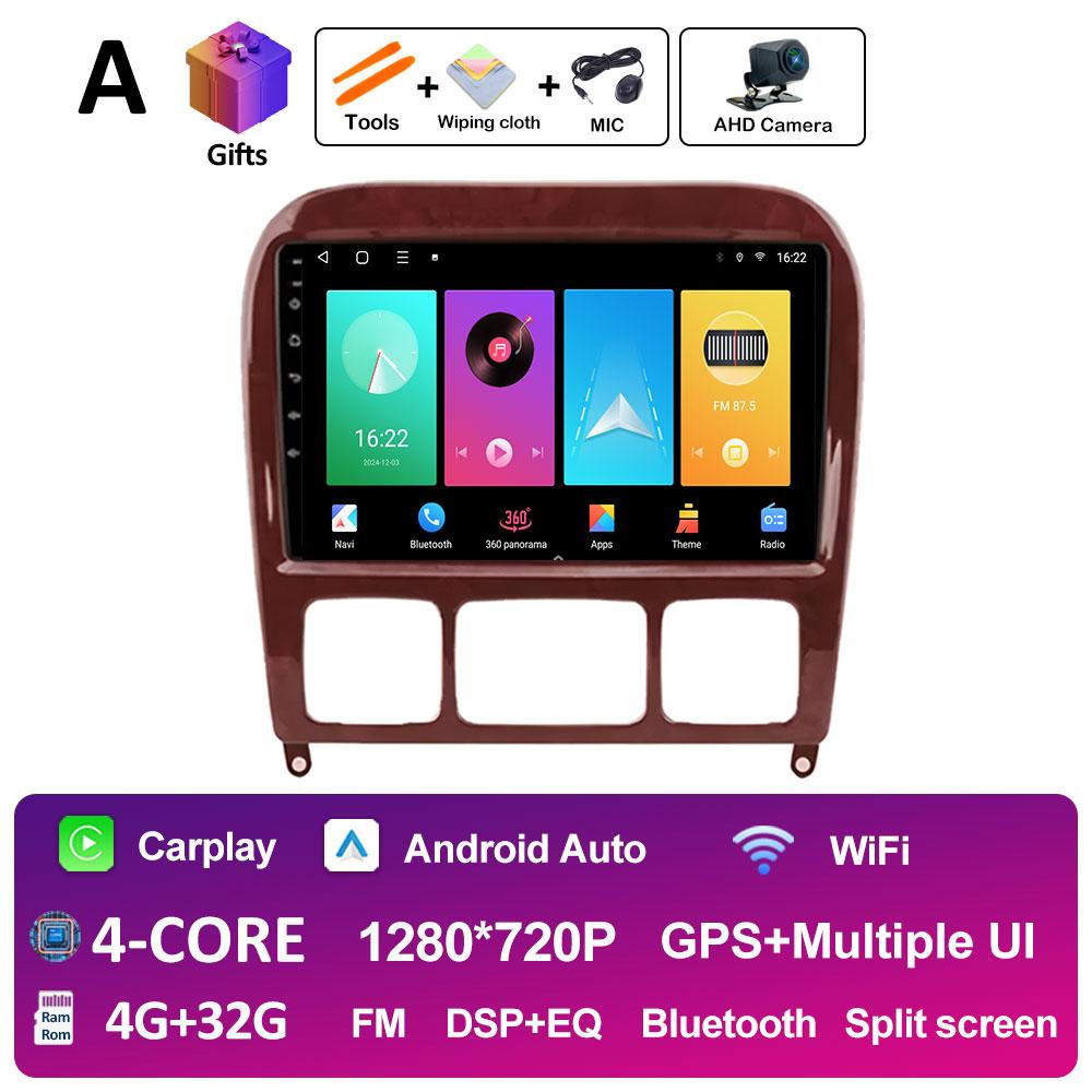 9 inch Android 14 For Mercedes Benz S Class W220 S280 S320 S350 S400 S430 S500 S600 AMG 1998 - 2002 2003 2004 2005 Head Unit BT