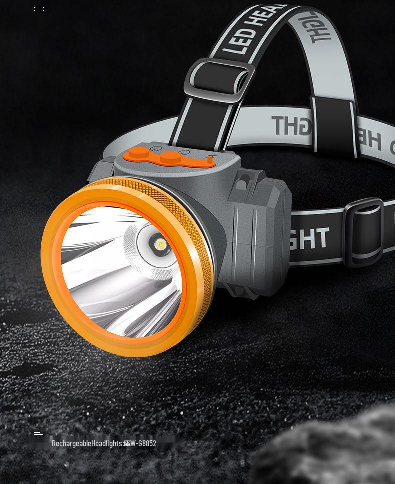 Ultra Bright LED Headlamp - Rechargeable, Long-Range, Durable Battery for Night Fishing & Mining