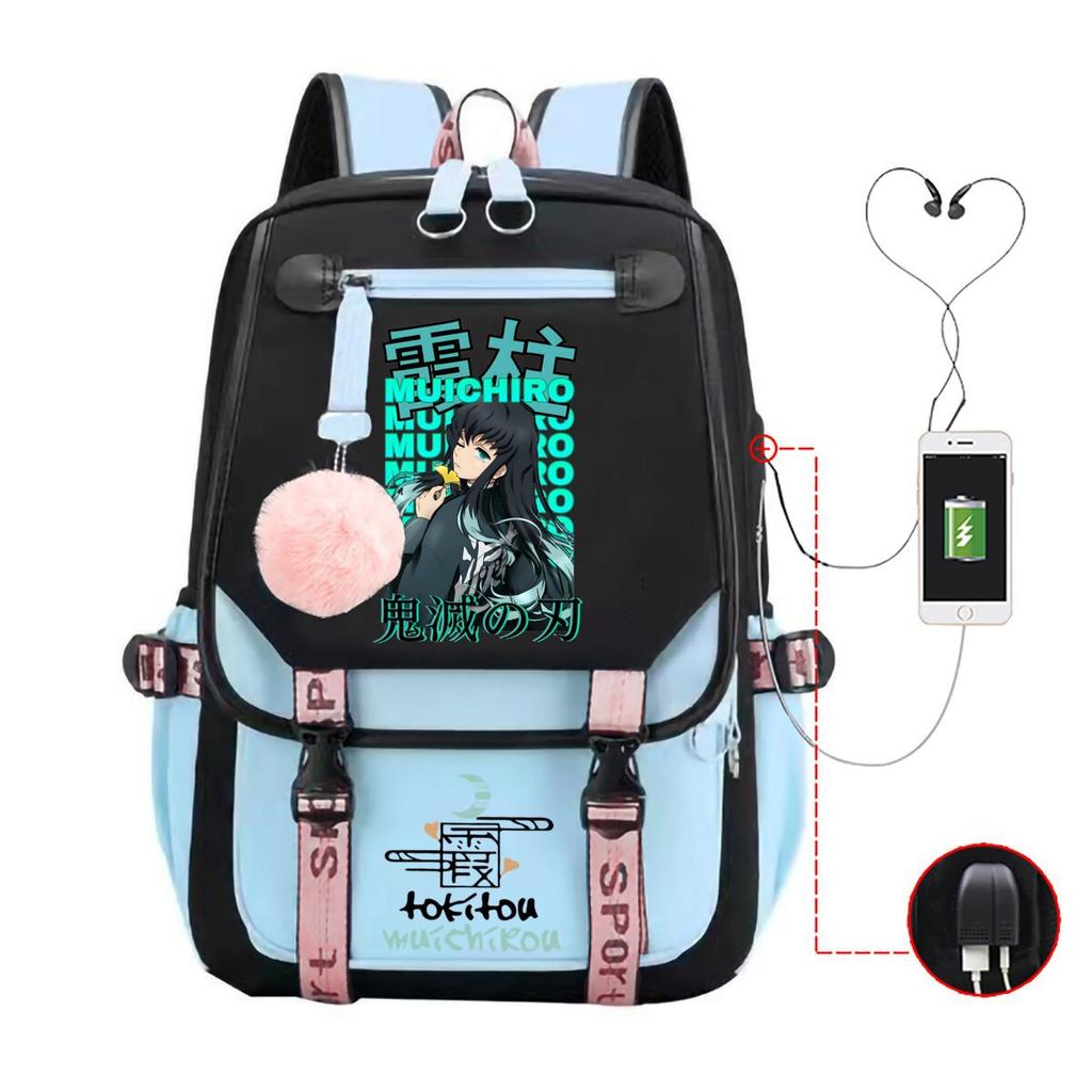 Anime Peripheral Backpack College Wind Junior High School Student High School Student with USB Multifunctional Student School Bag