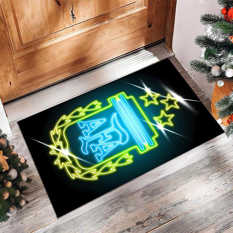 Argentina Printed Flannel Area Rug Non Slip Soft Polyester Floor Carpet Indoor Decor Mat for Bedroom Living Room Sofa Game Room Home Decoration