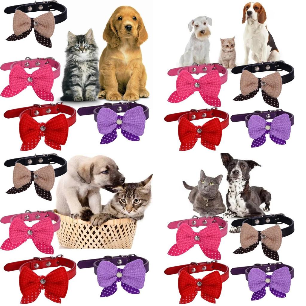Stylish Bowtie Pet Collar In Vibrant Colors For Cats And Dogs With Adjustable Size