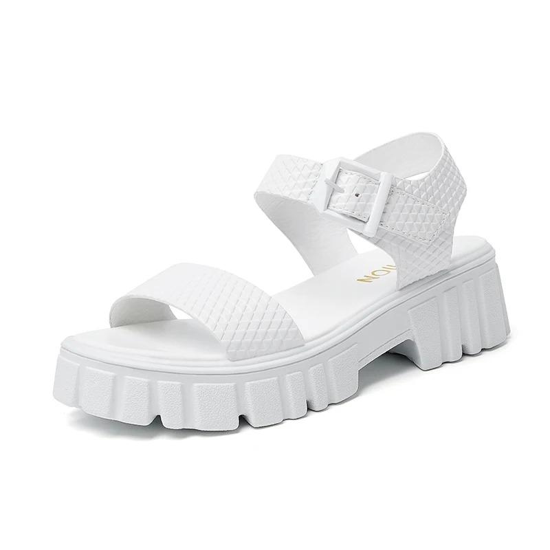 Fashion Women's Platform Sandals One-word Buckle Summer Women's Non-slip Casual Open-toe Shoes 2024 New Women's Fashion Sandals Shoes