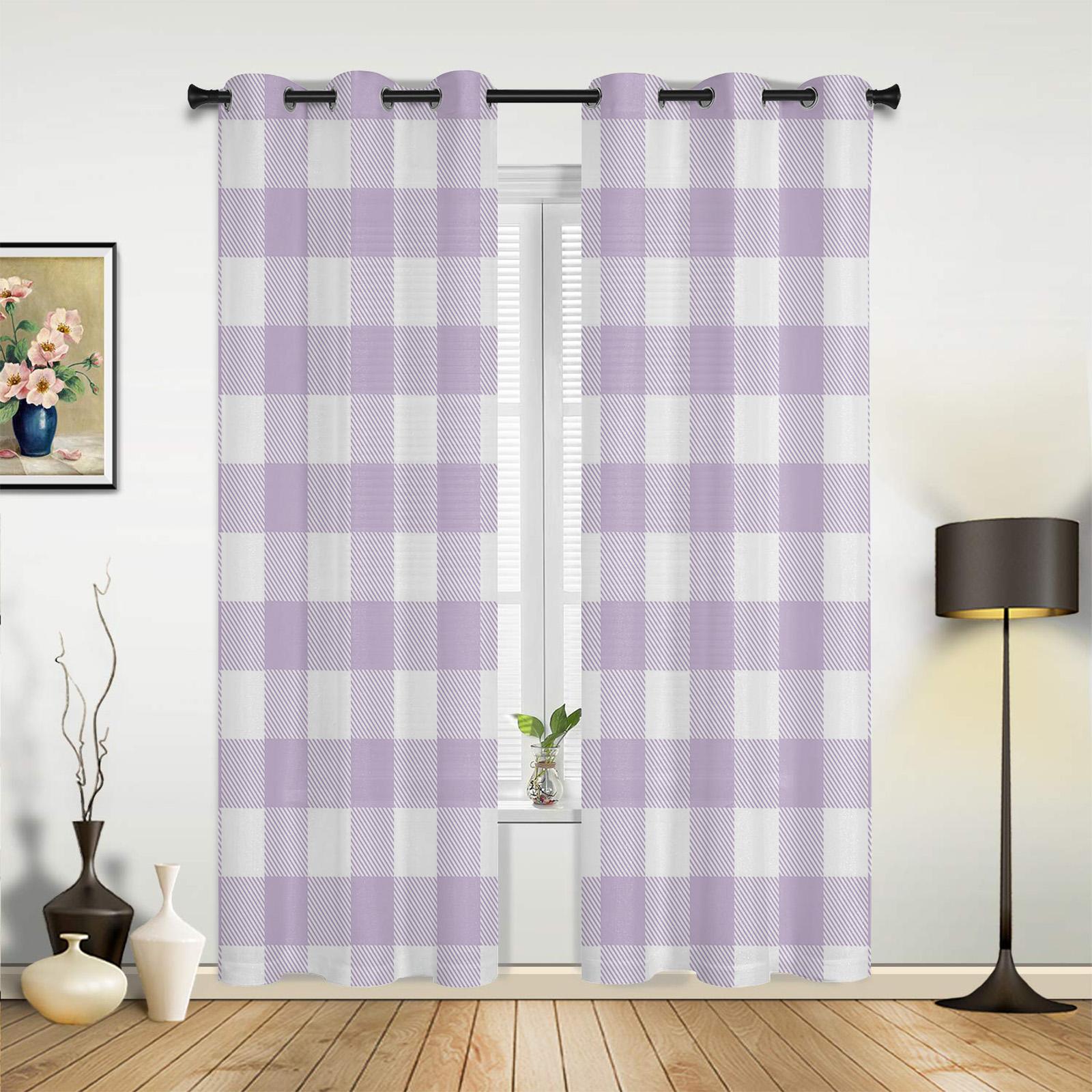 

Yellow White Plaid Curtains for Bedroom Living Room Drapes Kitchen Children s Room Window Curtain Modern Home Decor 135W x 60H(cm) x1