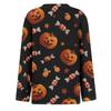 Womens Halloween Print Long Sleeve Top Round Neck Casual Pullover Shirt with Side Slit Hem Lightweight Stretchy Fabric