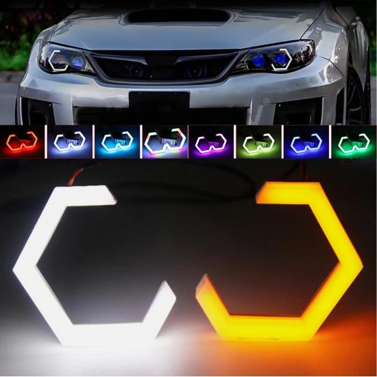 2 buc LED Hexagonal Angel Eye RGB Semnalizator Lumini de Zi Bluetooth App Pentru Faruri Auto 60/70/80/90mm.