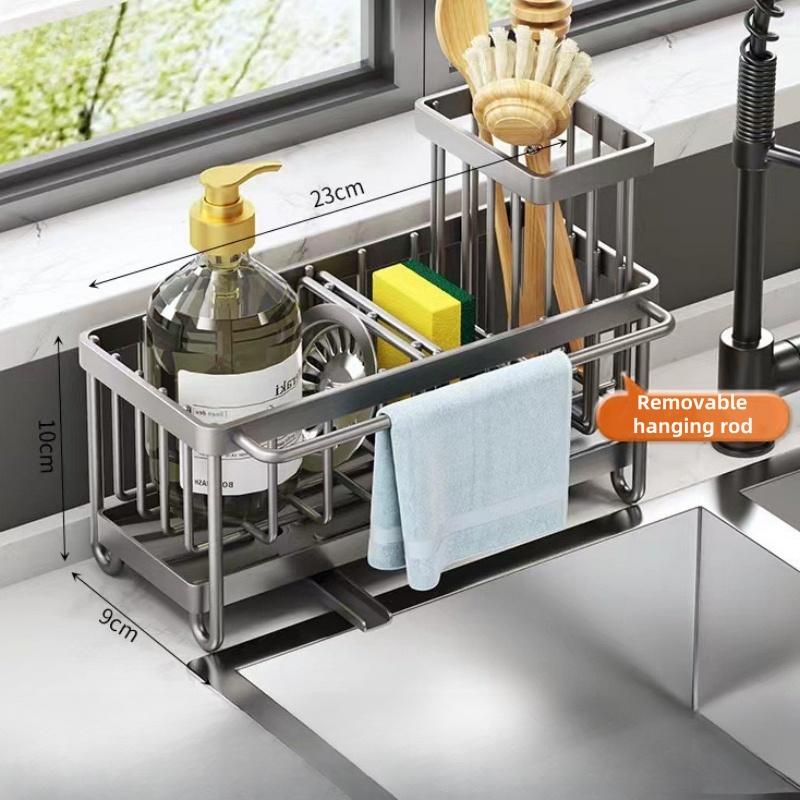 

Sink Shelf Self-draining Stainless Steel Sink Caddy Drain Rack Soap Dishwashing Sponge Holder Drainer for Kitchen Sink Organizer