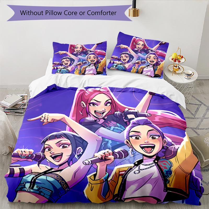 3pcs KPop Demon Hunters17 Design Cover Set - HD Printed Bedding with 1 Cover and 2 Pillowcases - Perfect for Home and Dorm Decor