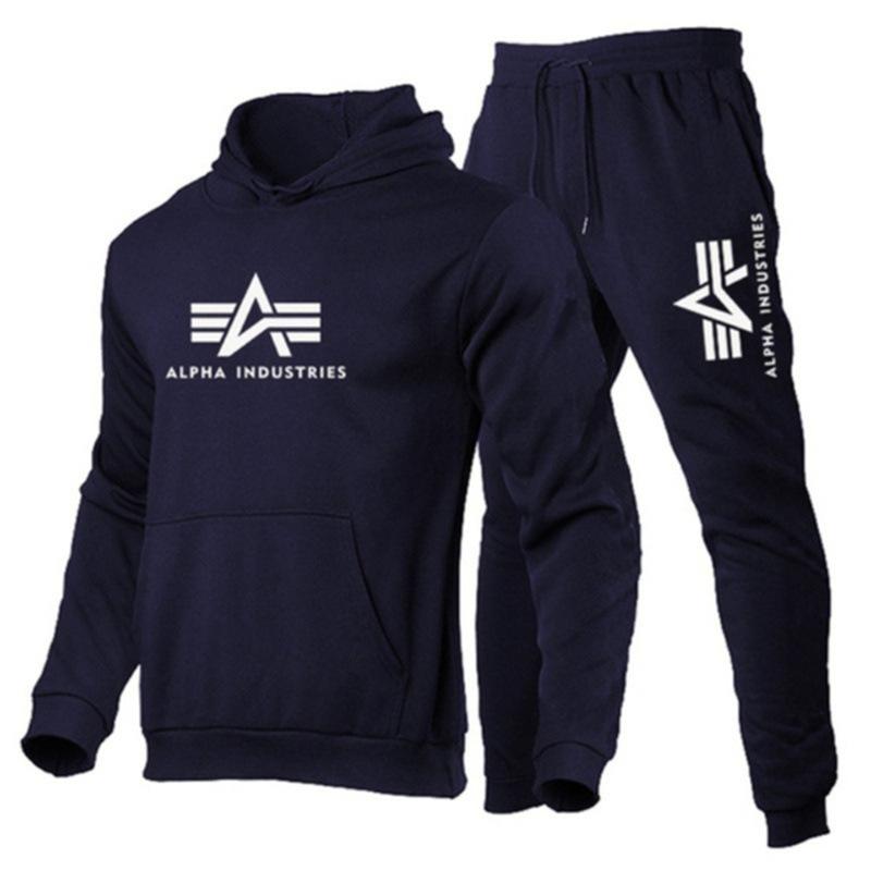 Trendiges Herren Kapuzenpullover Set Lässig Sport Mit Fleece M black