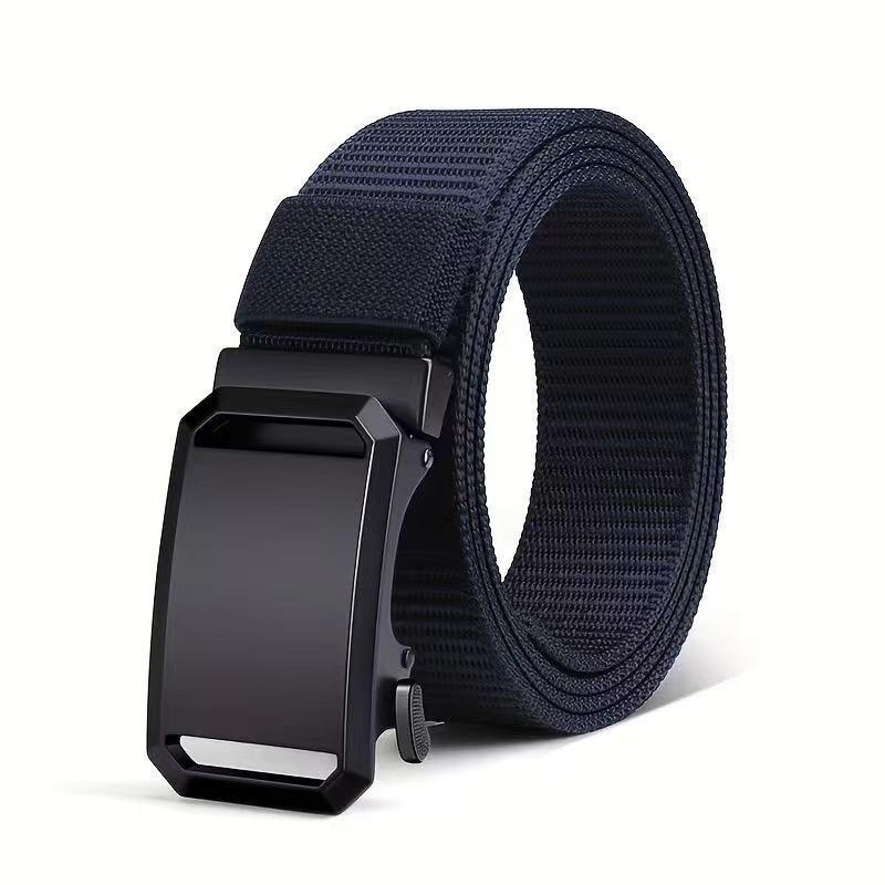 Men's Nylon Stretch Canvas Tactical Belt with Automatic Buckle - Versatile, Holeless Design for Outdoor and Casual Wear