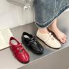 Fashion 2025 NEW Leather Version Magic Tape Slip-On Sports Flat Ballet Shoes Women Fashionable Genuine Leather Single Shoe