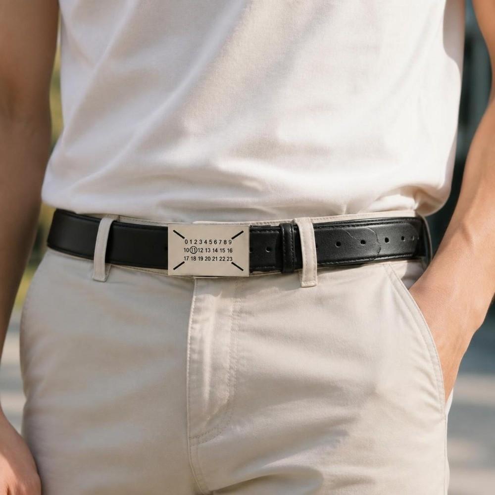 Ins Style PU Leather Belt Snap Buckle Alloy Buckle Belt Fashion Decorative Belt For Men Women