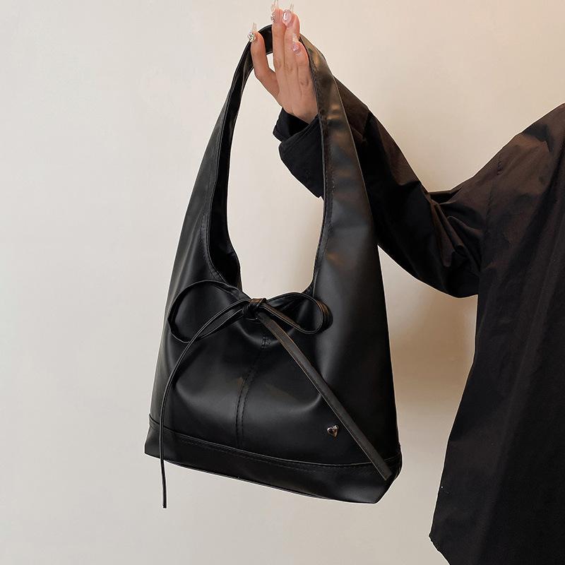 Korean Version Ins Style Versatile Personality Solid Color Casual Large Capacity Underarm Bag Women's Trend Bow Premium Shoulder Bag