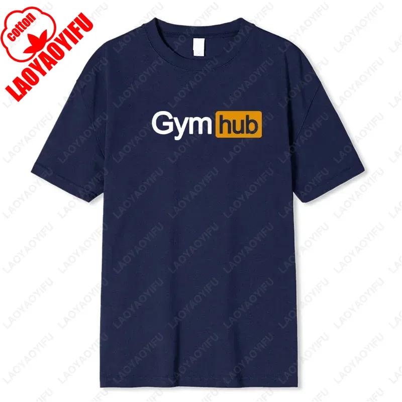 Gym Hub Printed Mens TShirt Cotton European Size Comfortable Casual Fashion Graphic TShirt Mens Summer Simple Unisex Style