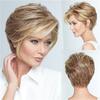 Synthetic Short Blonde Wigs for Women Straight Hair Wig Oblique Fringe Lady Wig Cosplay Halloween Costume Daily Use Wig