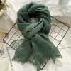 Women Light And Breathable Scarf Pure Linen Solid Scarf Neckwear Unisex Children Spring Autumn Winter Female Foulard Wrap