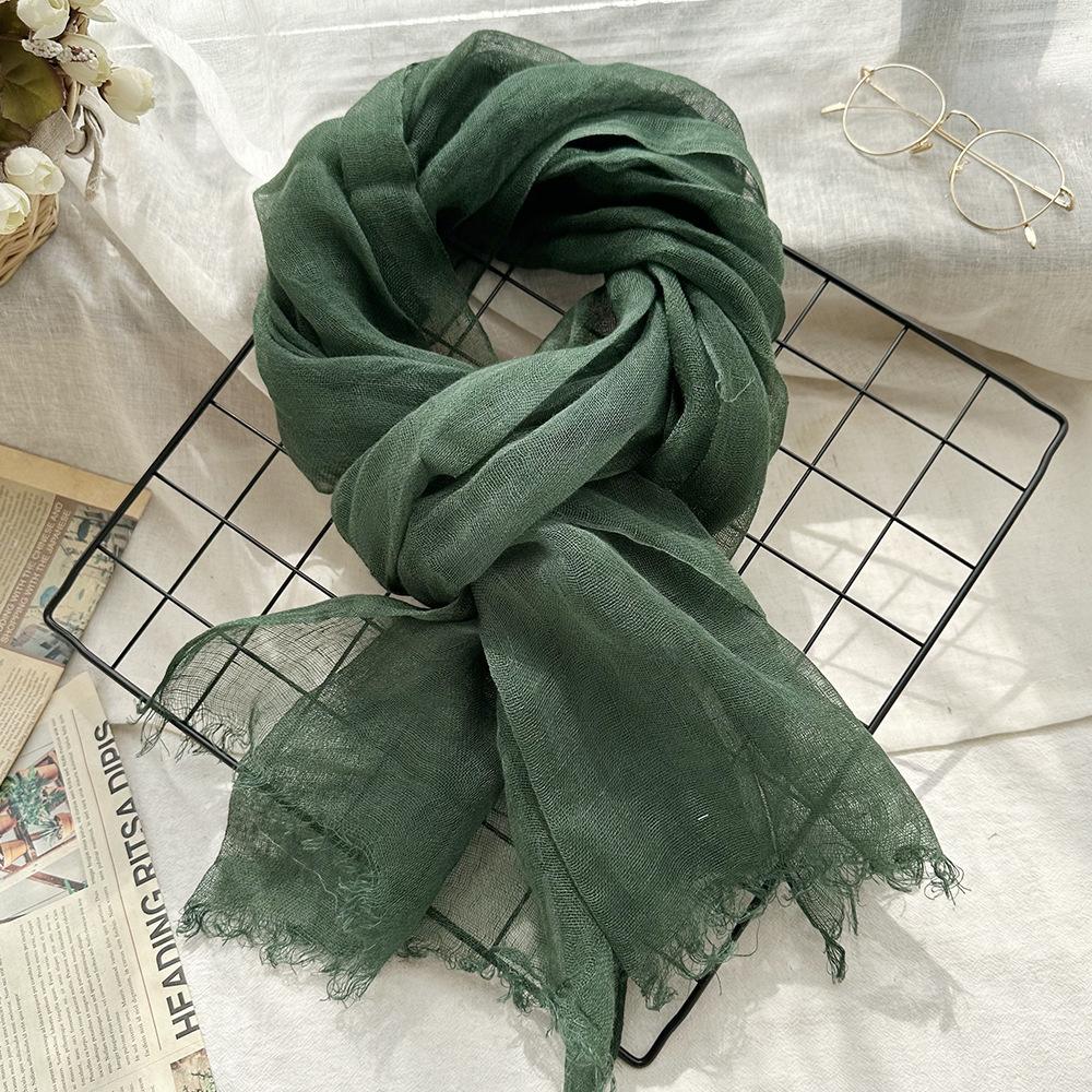 Women Light And Breathable Scarf Pure Linen Solid Scarf Neckwear Unisex Children Spring Autumn Winter Female Foulard Wrap