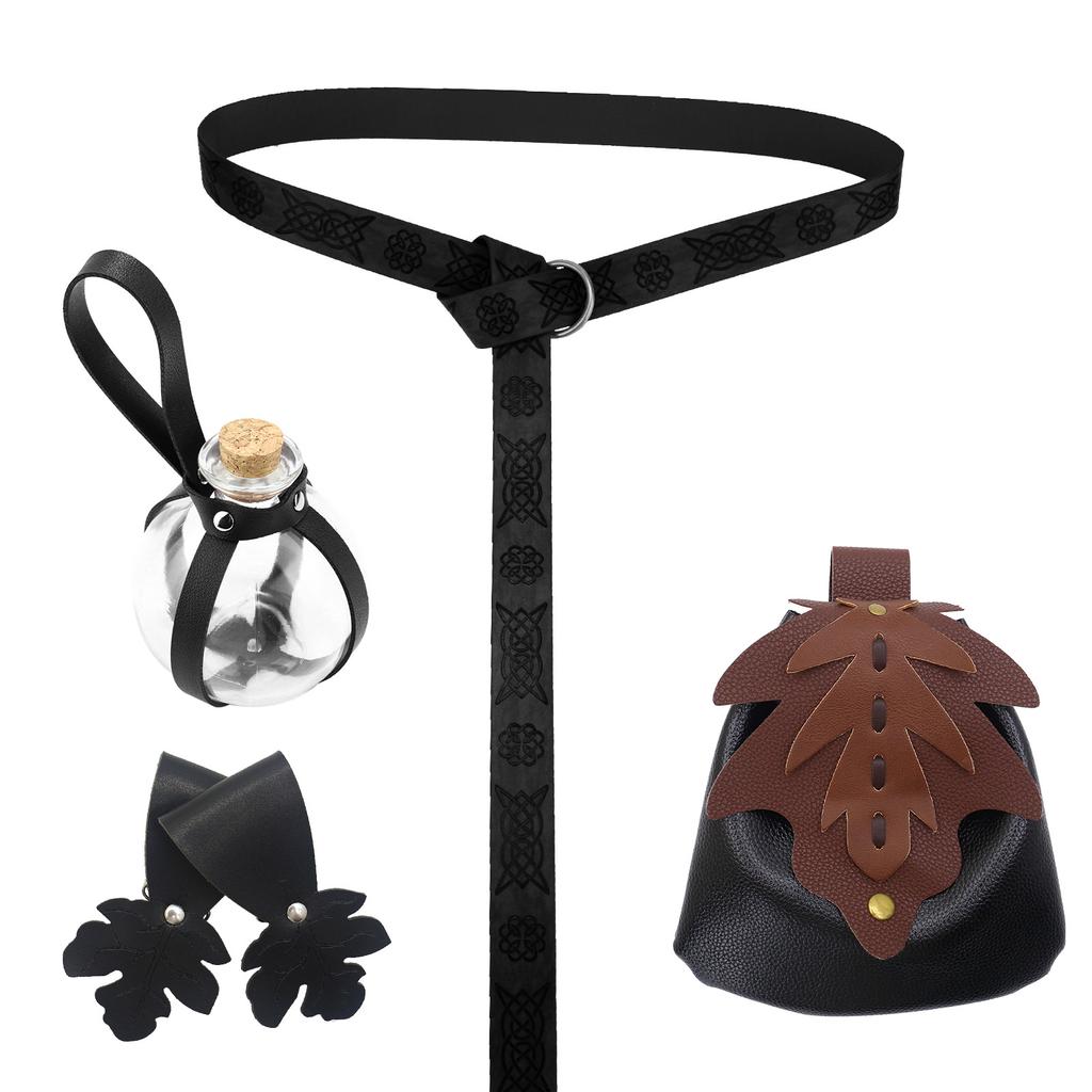 Mittelalterliches Halloween Kostüm Zubehör Set Wikinger Gürtel Rock Riemen Clip Karneval Cosplay Requisiten