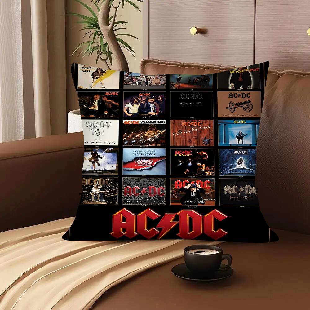 AC DC Vintage Heavy Metal Music Pillow Case Square Pillow Bedroom Sofa Leisure Comfort Cushion Car Living Room Home Decoration
