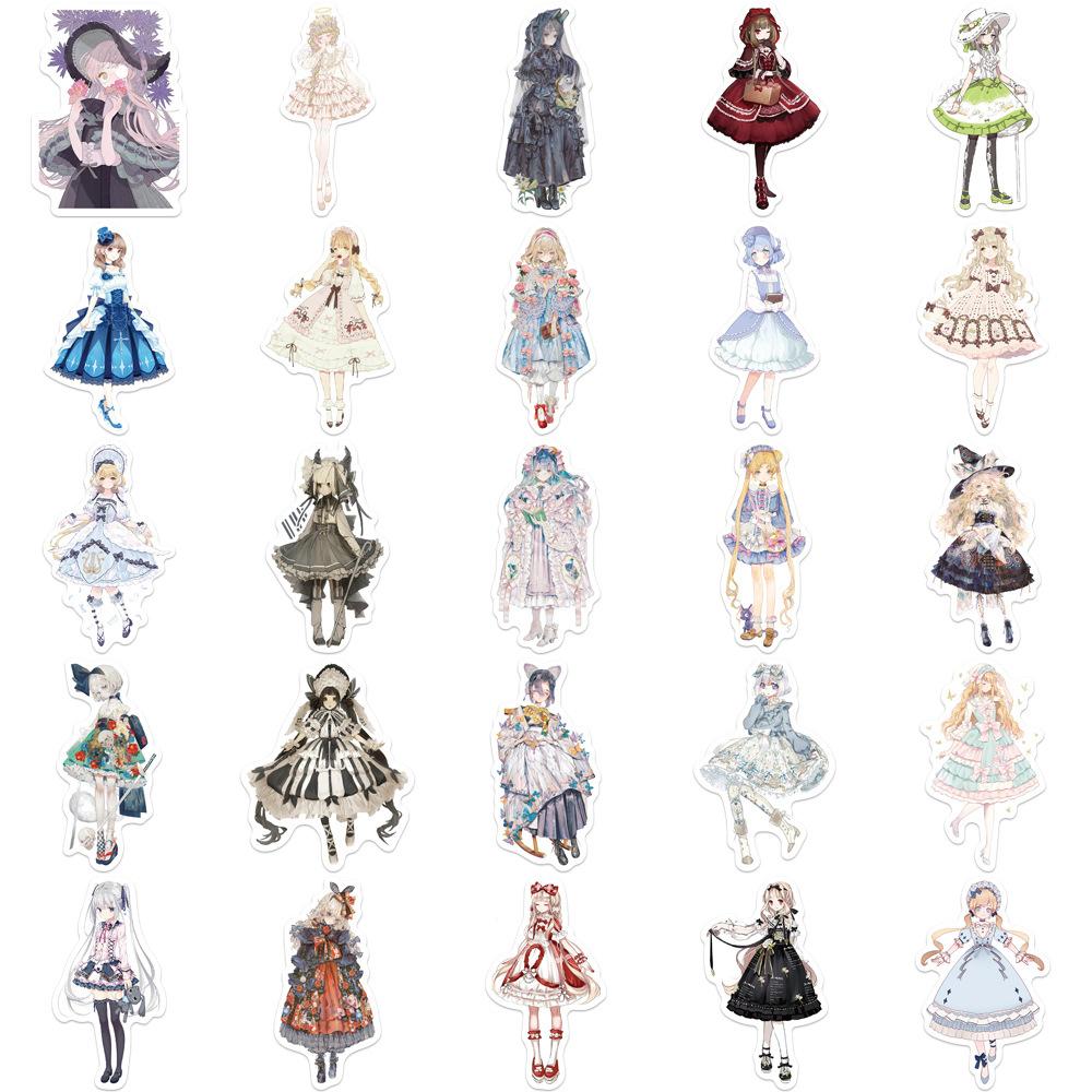 50Pcs/Set Lolita Girls Series 01 Stickers DIY Fashion Mixed Waterproof Doodle Decals Stickers