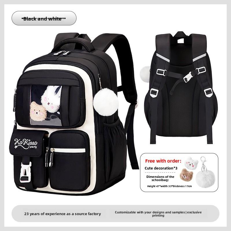 New Pink Princess Primary School Student Backpack, Children's Backpack, Lightweight and Large Capacity Middle School Student Backpack for Girls