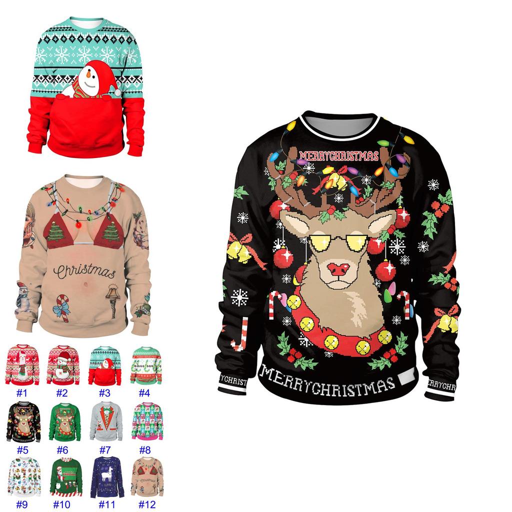 Premium Quality Ugly Xmas Christmas Sweater Featuring Santa And Elf For Winter Warmth