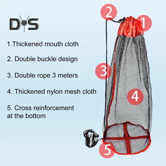 1 Stück/1 Set Tragbares Fischernetz mit Kordelzug, strapazierfähiges Fischortungs- und Fangschutznetz, Angelschutz, Sammlung, Netztasche, Aufbewahrungsnetzkorb