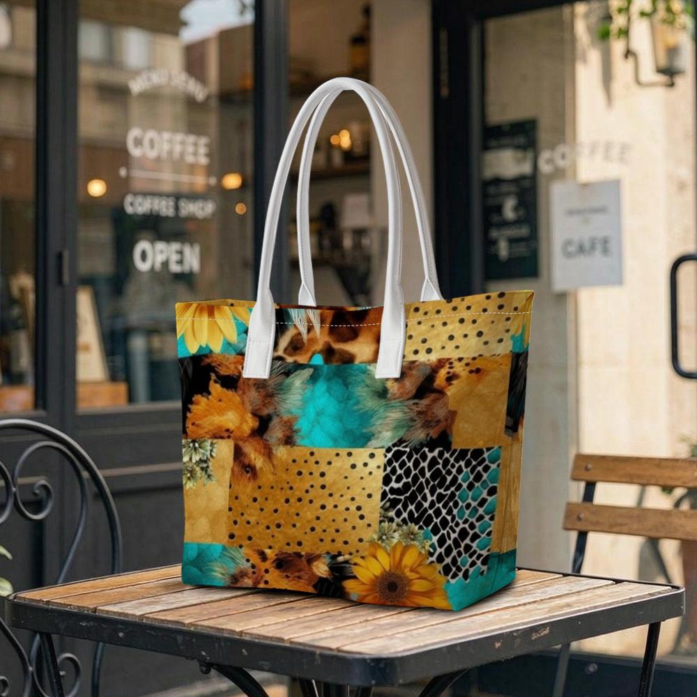 Bohemian Sunflower Pattern Tote Bag Portable Daily Outdoor Handbag