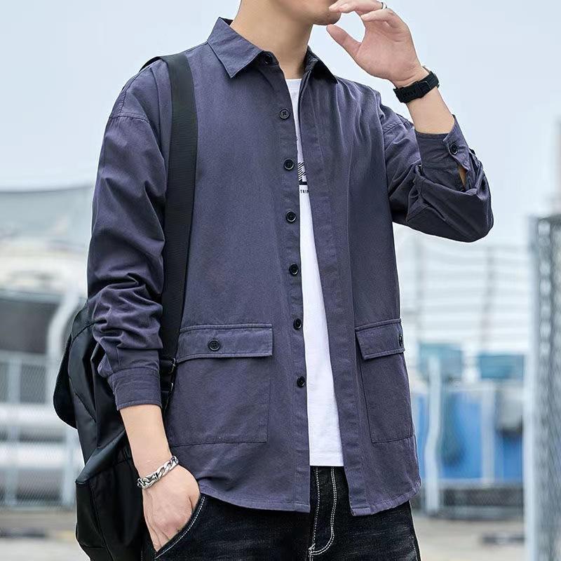 Men S Cotton Long Sleeve Casual Loose Work Shirt