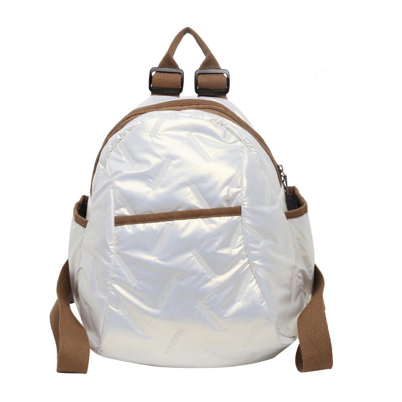 Down backpack women's new fashion light luxury casual backpack simple versatile large capacity cotton clothes women's bag