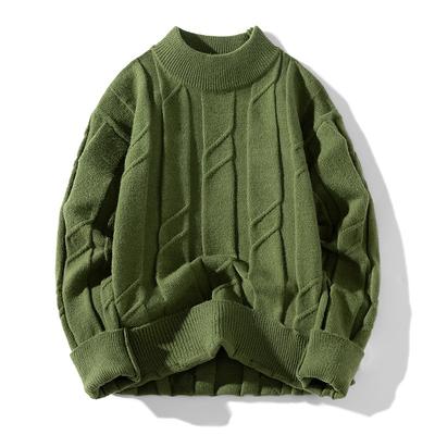 Klassischer Zopfmuster-Rundhals-Pullover für Herren Gestrickter Pullover für Herren Rundhals Plissiertes Geometrisches Muster Pullover für Herren