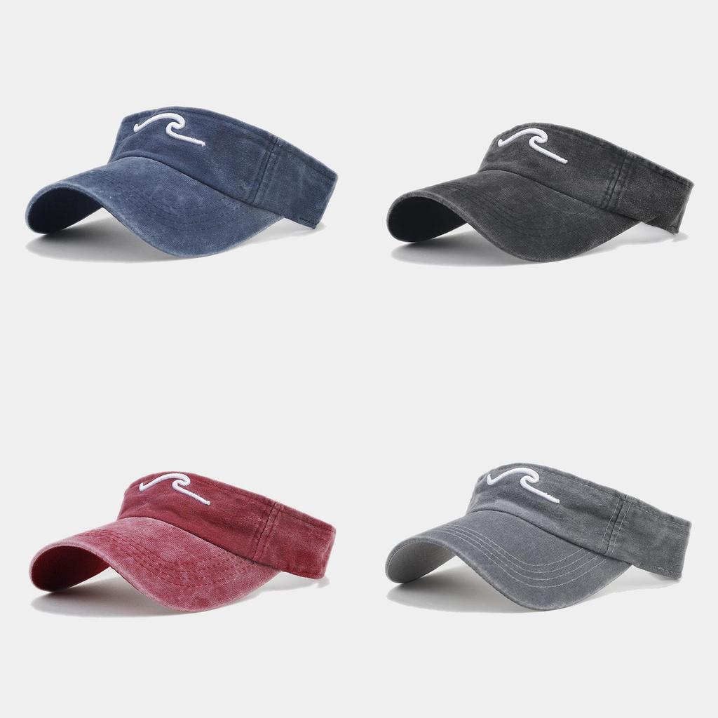 Summer Unstructured Cotton Cap With Embroidered Waves For Men And Women
