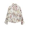 Spring New Women's Clothing Retro Style Metal Color Thread Print Fashion Lapel Long Sleeve Shirt 2522142