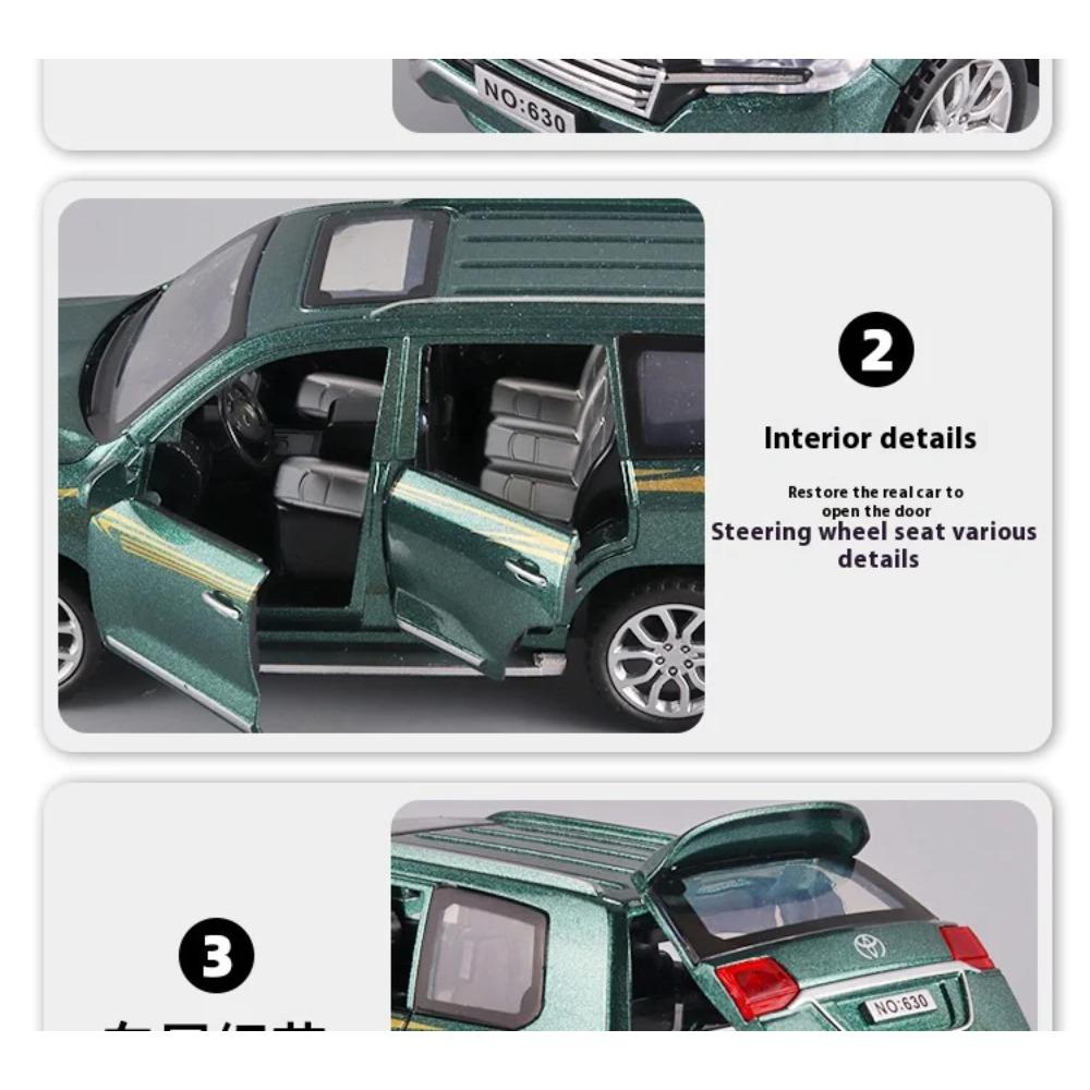 Miniaturen 1/32 Toyota Land Cruiser Legierung Off Road Diecast Modell Sound Licht Pull Back Spielzeug Schreibtisch Fahrzeugmodell Ornamente Geschenk