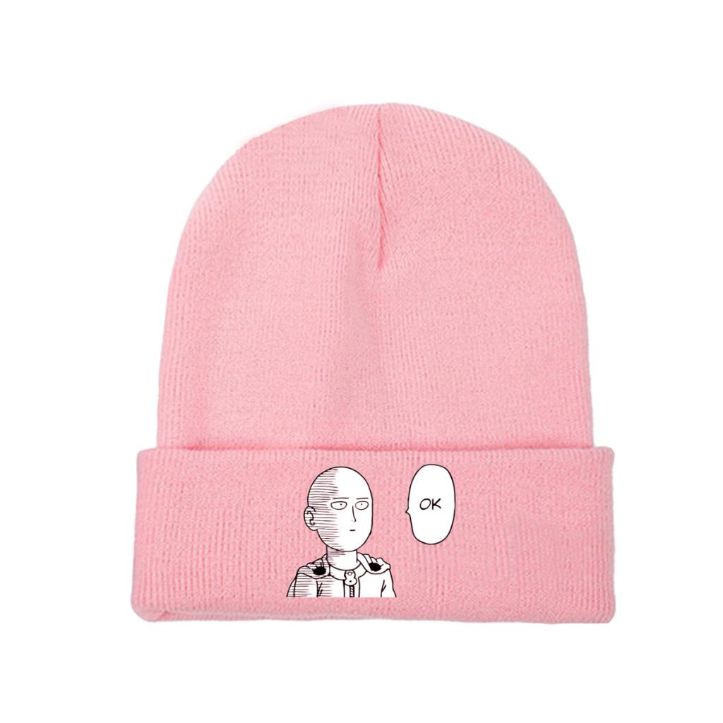 One Punch Man Strickmütze Damen Unisex Mützen Herbst Winter Hüte Saitama OPM Oppai Anime Manga Crochet Melon Cap
