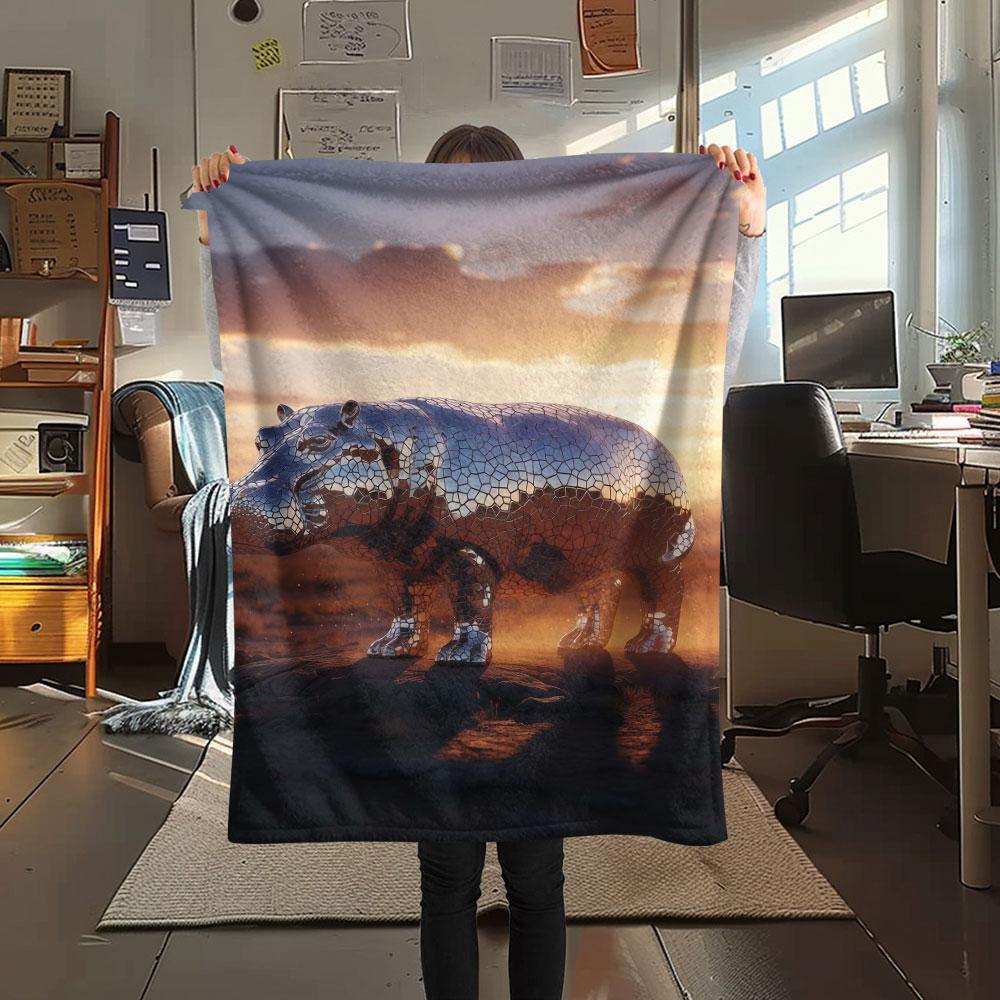 1Pc Mirroranimals Print Flannel Blanket, High quality Comfortable for All Seasons, Home Decor, Warmth and Comfort, Perfect for Christmas Gifts