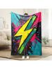 Comfortable Lightning Pattern Fleece Blanket - Soft High-Definition Digital Print All-Season Throw, Polyester, Machine Wash