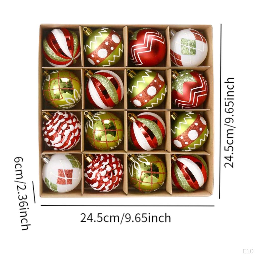 16 Pieces Christmas Ball Ornaments Hanging Crafts Charm Pendants Xmas Decorations for