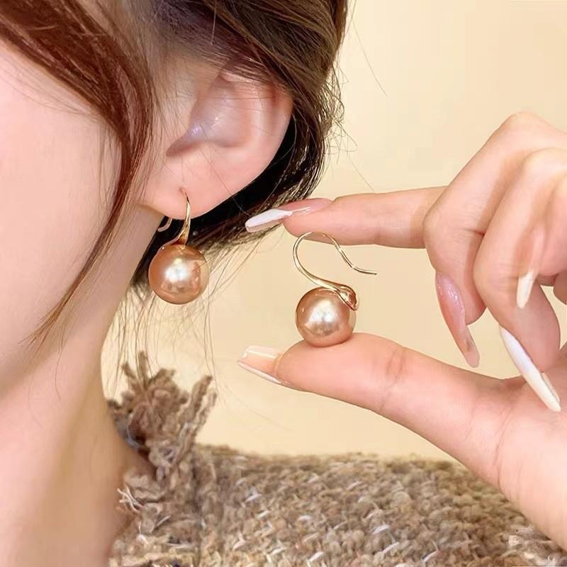 Silver needle pearl exquisite earrings temperament classic versatile ear hook simple pearl silver needle earrings