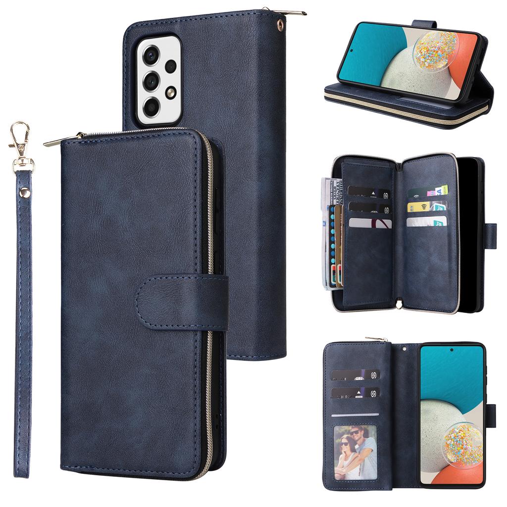 For Samsung Galaxy A53 5G Case Card Slots Zipper Wallet Leather Phone Cover