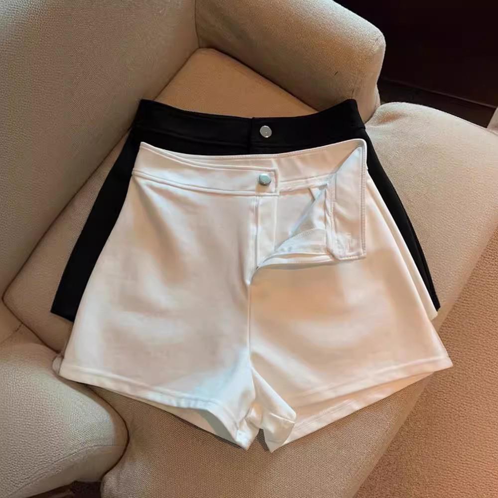 2024 Spring/Summer Women's High Waist Slimming A-line Black Elastic Hot Pants Shorts