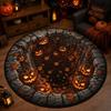 Halloween Skeleton Abyss 3D Optical Illusion Round Rug, Spiral Pit Skeleton Melted Candle Print, Household Decor Carpet