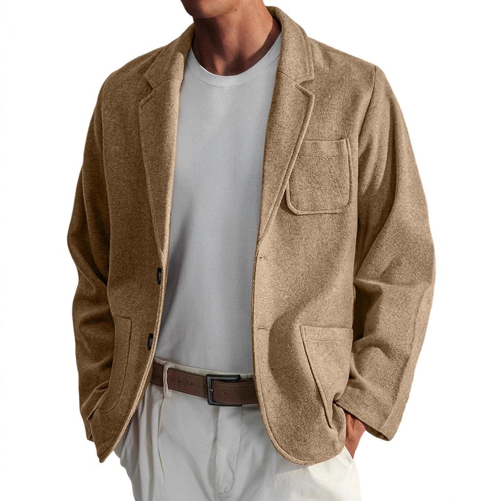 Men's European & American Style Thick Woolen Coat - Autumn/Winter Loose Fit - Korean Short Casual Suit Jacket