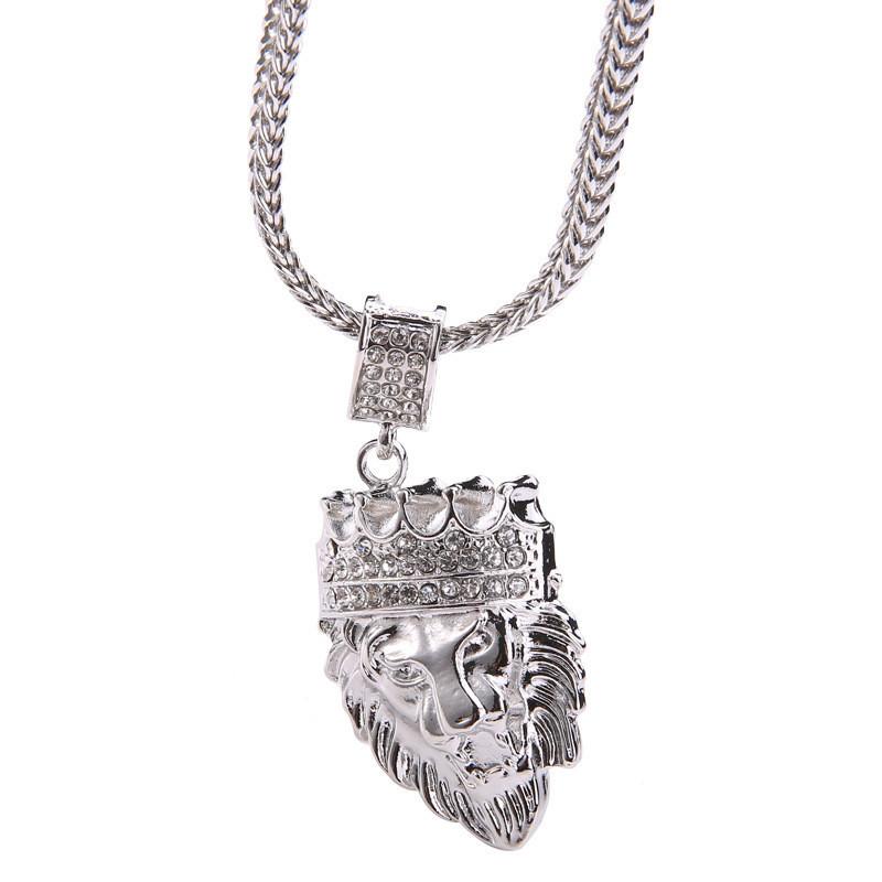 Majestic Titanium Steel Gothic Punk Lion Head Pendant Necklace For Men Hip Hop Jewelry