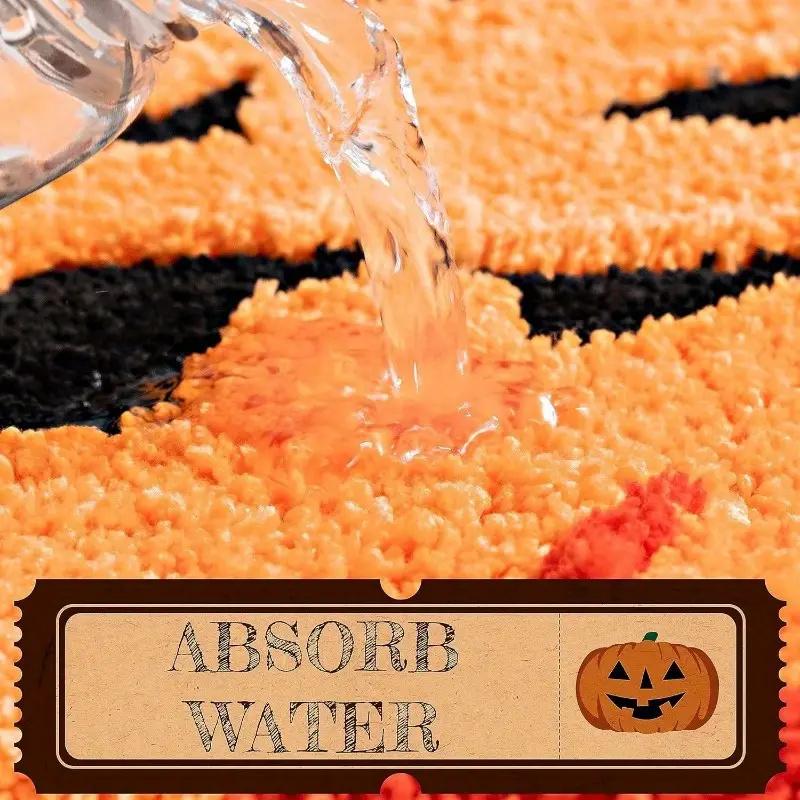 Halloween Imitation Cashmere Floor Mat Bathroom Decoration Autumn Pumpkin Bathroom Carpet Anti Slip and Absorbent