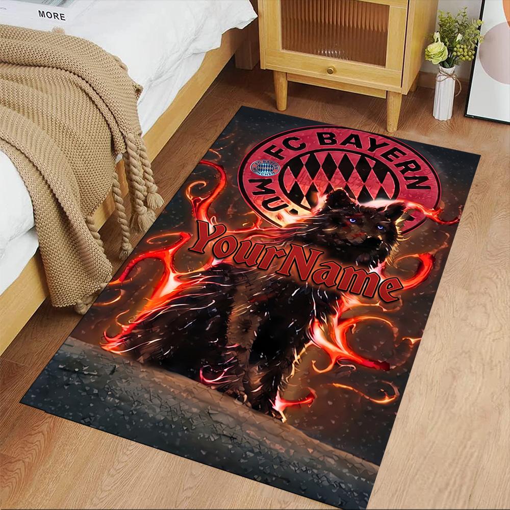 Bayern Munich Personalized Name Area Rug Perfect for Dormitory Hallway Balcony Playrooms Antislip Carpet Anime Office Decor Wedding Party Gift