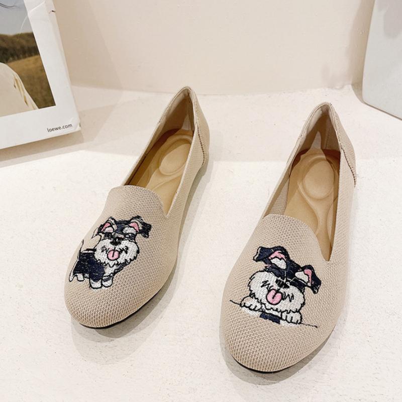Fashion Women Flat Knitted Shoes Fashion Round Toe Women's Slip On Flat Casual Shoes Ballet Shoes Female Light Comfort Shoes Zapatillas