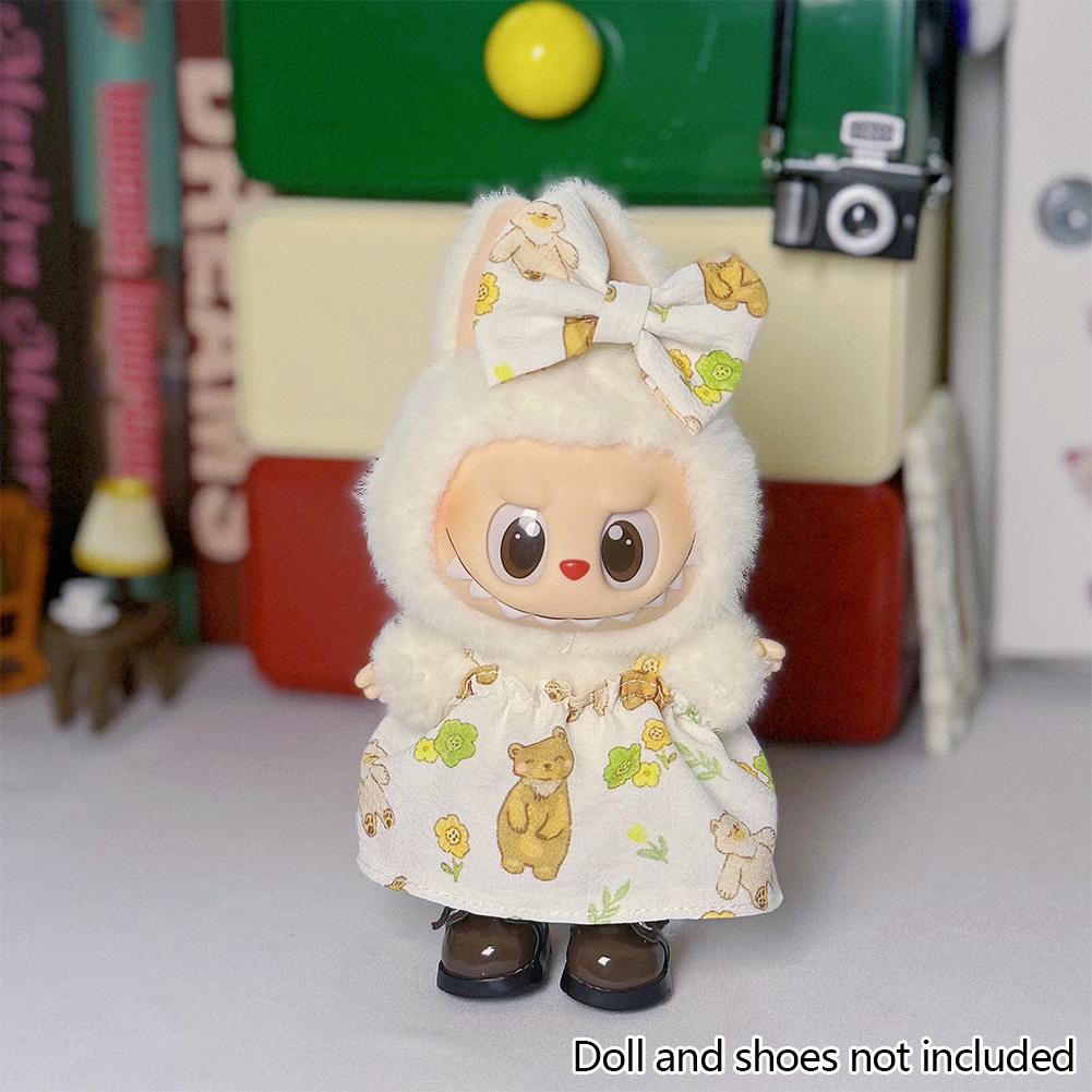 Miniature Dress Bow Suit for 17cm Labubu Dolls Cute DIY Doll Clothes Fashion Accessories Lovely Outfit Gifts for Girls Friends